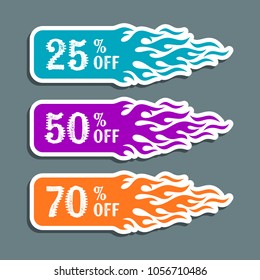 Hot sale banners flame design vector illustration