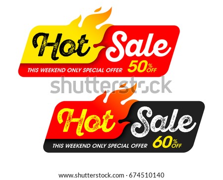 Hot Sale banners. This weekend only special offer template, vector illustration.