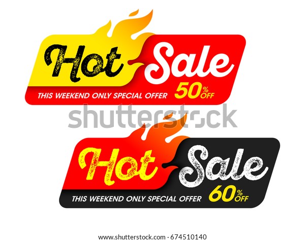Hot Sale banners. This weekend only special\
offer template, vector\
illustration.
