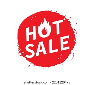 Hot sale circle label isolated on white background. Red sticker. Vector illustration