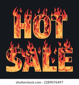 Hot sale colorful vintage poster with fire for promotion new price with discount and special offers vector illustration