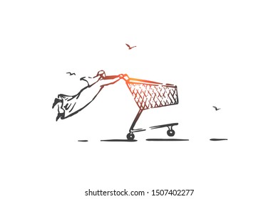Hot sale, commerce concept sketch. Hand drawn isolated vector