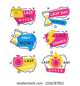 Hot Sale Countdown Badges with Last Offer and Chance Promo Sticker Vector Set