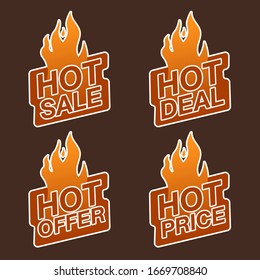 hot sale, hot deal, hot offer, hot price promotion s ticker pack for your promotion sales. website sales template. online shop. material. sales background. badge discount pack