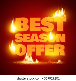 Hot Sale Design Template with Realistic Fire. Vector illustration