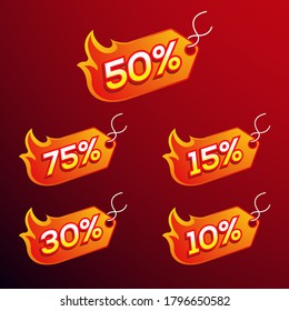 hot sale and discount labels collection with a fire symbol
