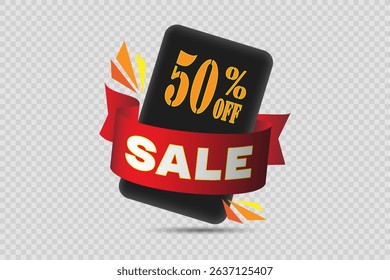 Hot sale and discount offers. On a transparent background.