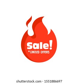 Hot sale discount word logo banner icon promotion fire flame effects for store and shop online