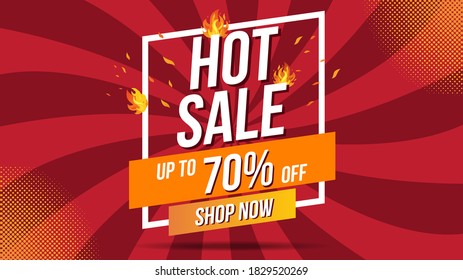 Hot Sale Fire Burn template banner concept design, Big sale special offer.End of season special offer banner shop now.Can be used for poster ,flyer and banner.