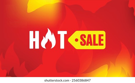 Hot sale fire sign, promotion fire banner, price tag, hot sale, Multicolor Background with Price Tag.