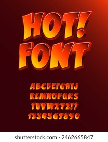 Hot Sale Font. Fire Letters And Numbers. Red Comic Active Aggressive Letters and Numbers.