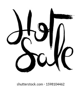 Hot Sale. Hand lettering grunge card with textured handcrafted doodle letters in retro style. Hand-drawn vintage vector typography illustration