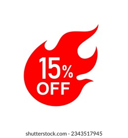 Hot Sale icon. 15 percent off . red tag isolated .vector illustration