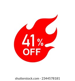 Hot Sale icon. 41 percent off . red tag isolated .vector illustration