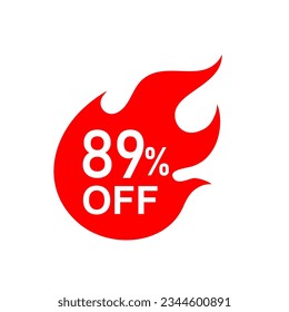 Hot Sale icon. 89 percent off . red tag isolated .vector illustration