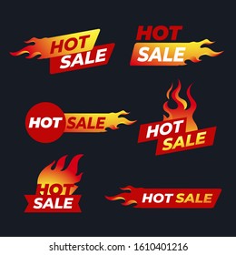 Hot Sale label badge collection. Vector tag special offer discount shopping banner.