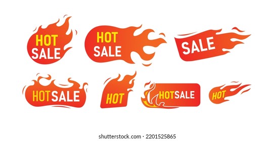 Hot sale label collection. Fire and flame sale clearance