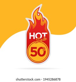 hot sale label discount template with flame illustrationbest for boost your product promotion sales