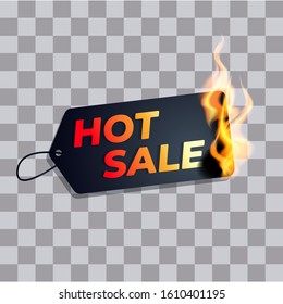 Hot Sale label price tag burn in fire vector illustration