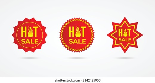 Hot Sale labels. Price and sale, deal and offer, special tag or badge, business promotion