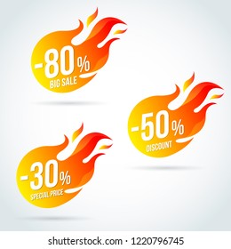 hot sale label.sale banner fire design collection