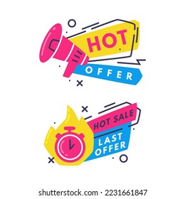 Hot Sale and Last Offer Promo Sticker and Label Vector Set