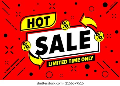 Hot sale with limited time only template banner design. End of season special offer, burning price with great clearance advertising vector illustration