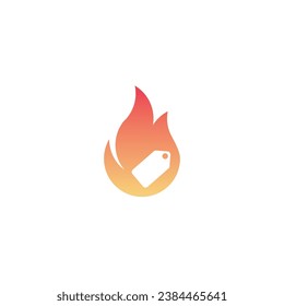 Hot sale logo banner icon. Fire flame effects for store and shop online.