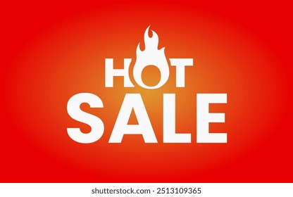 Logotipo de venda quente com ilustração de fundo vermelho escuro para publicidade