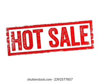 HOT SALE is a marketing term used to describe a period of time when a product or service is offered at a reduced price, text stamp concept background
