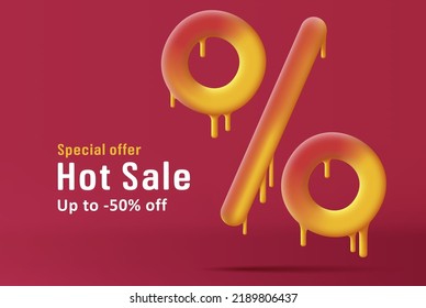 Hot sale melting percent sign 3d discount illustration. Vector illustration