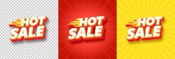 Hot Sale Poster Or Banner With Hot Fire. 3D Text Hot Sales Banner Template Design Campaign