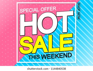 Hot Sale, poster design template, special offer, vector illustration