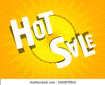 Hot sale poster for shops. Vector background pineapple or sun. Promotions and seasonal offers
