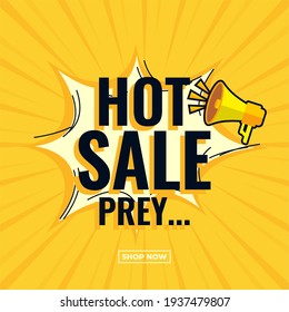 Hot Sale Prey Abstract Comic Boom Sale Banner Yellow Elegant