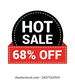 Hot sale price 68 offer deal vector labels templates. Product discount festival tag design.