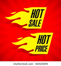 Hot Sale and Hot Price labels vector illustration