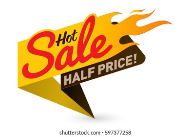 Hot sale price offer deal vector labels templates stickers designs with flame. Vector illustration.