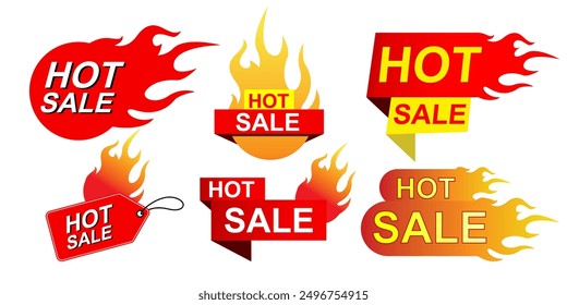 hot sale promotional labels templates banner Special offer with flame shopping day promotion, online shopping, special Offer coupon, voucher, banner template, websites, social media advertising.