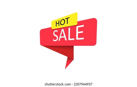 Hot sale. A red banner, pointer, sticker, label or speech bubble for apps, websites and creative ideas. Vector design