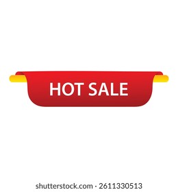 Hot sale.  Red hot sale ribbon vector illustration on white background. 