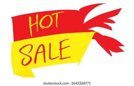 Hot sale red yellow orange color message tag box discount retail deal offer hot sale buy sell customer special hot sale promotion business message tag card sticker store retail shopping red yellow 