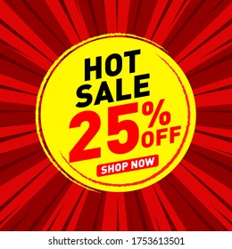 Hot Sale Special Offer and Yellow Price Tag Premium Design Vector. Commercial Hot Sale Discount tag 25 Percent