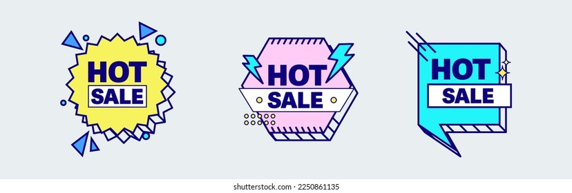 Hot sale sticker collection. Sale label vector illustration.
