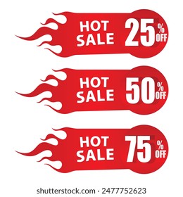 Hot Sale Tag , 25% Off ,50% Off , 75% Off  , Hot Sale Tag Set , Hot sale banner white background