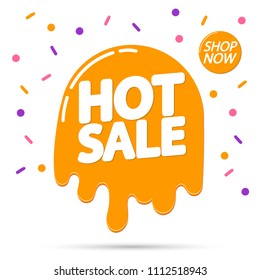Hot Sale, tag design template, discount banner, Summer offer, app icon, vector illustration 