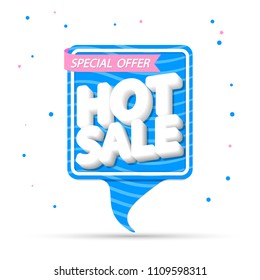 Hot Sale tag, discount banner design template, special offer, vector illustration