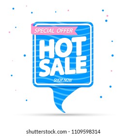 Hot Sale tag, discount banner design template, special offer, vector illustration