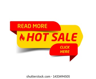 Hot Sale tag, discount banner. Website sticker on a white background, web page design. Vector illustration, eps10