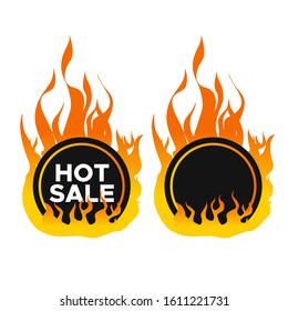 Hot sale tags vector collection. Flame label sale promotion design template. 